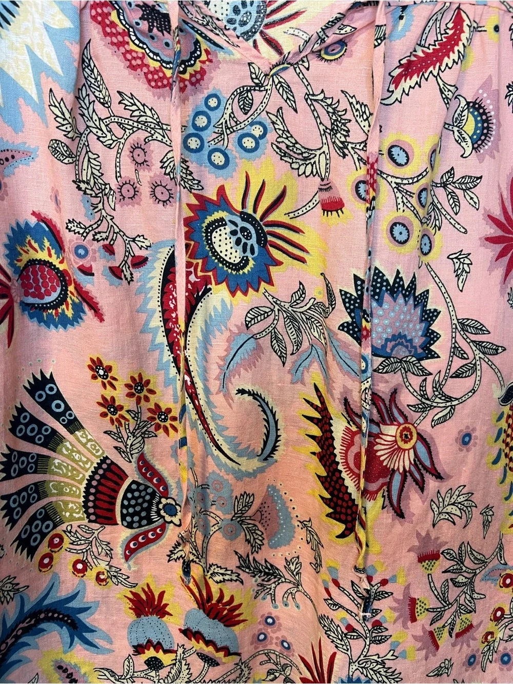 Hester & Orchard Linen & Cotton Blend Floral Pattern Multicolor Top - Picture 2 of 7